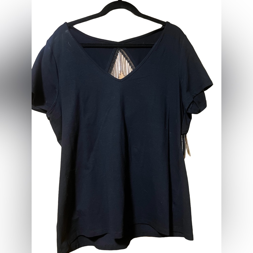 Torrid Black Top with Silver Fringe - Picture 2 of 3